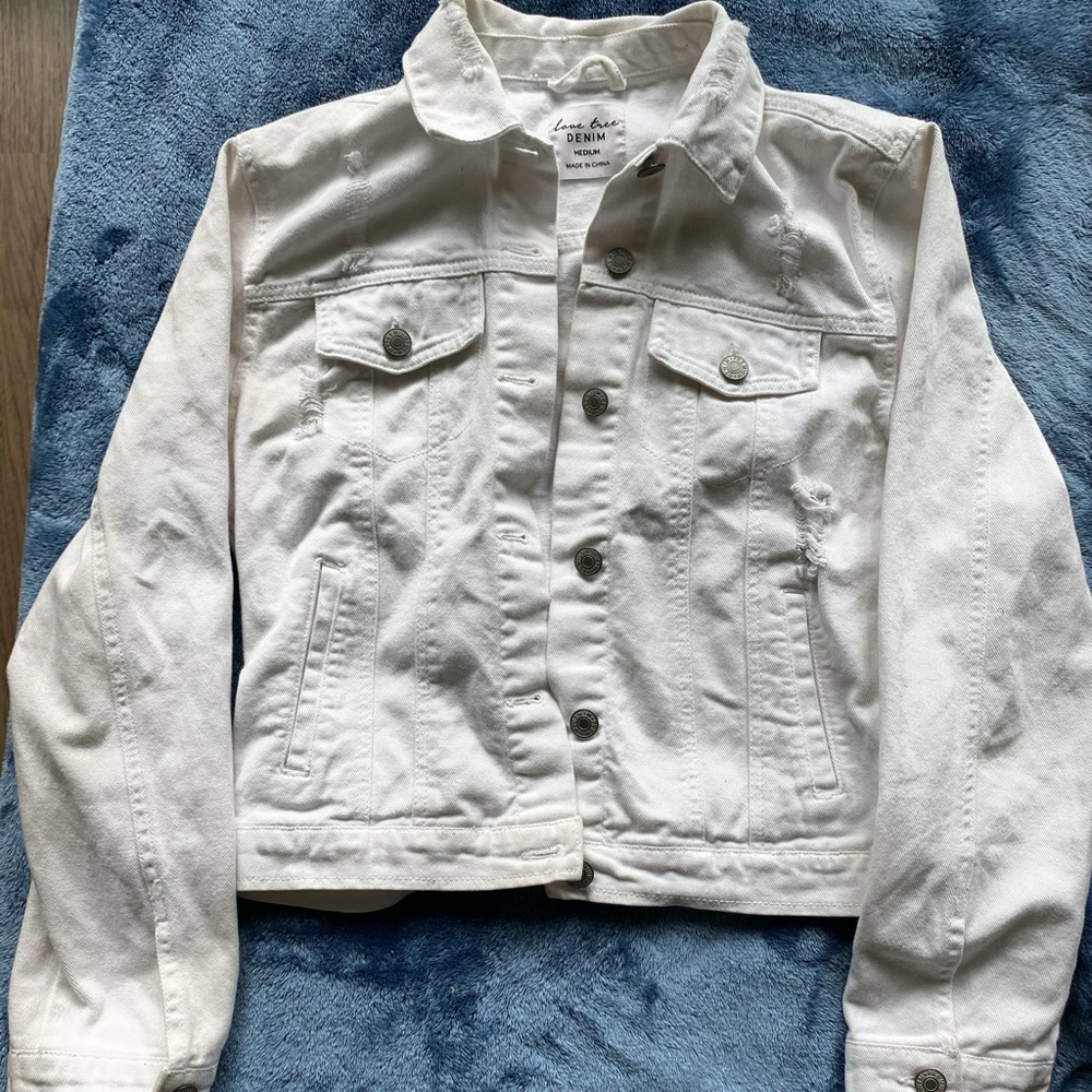 White Distressed Jean Jacket